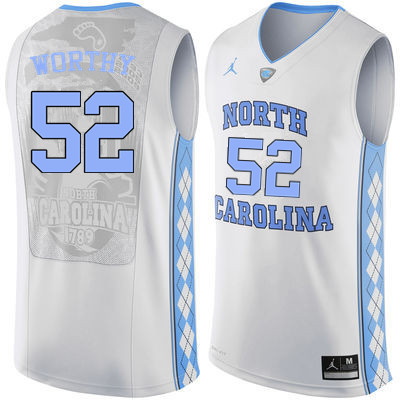 Men North Carolina Tar Heels #52 James Worthy College Basketball Jerseys Sale-White